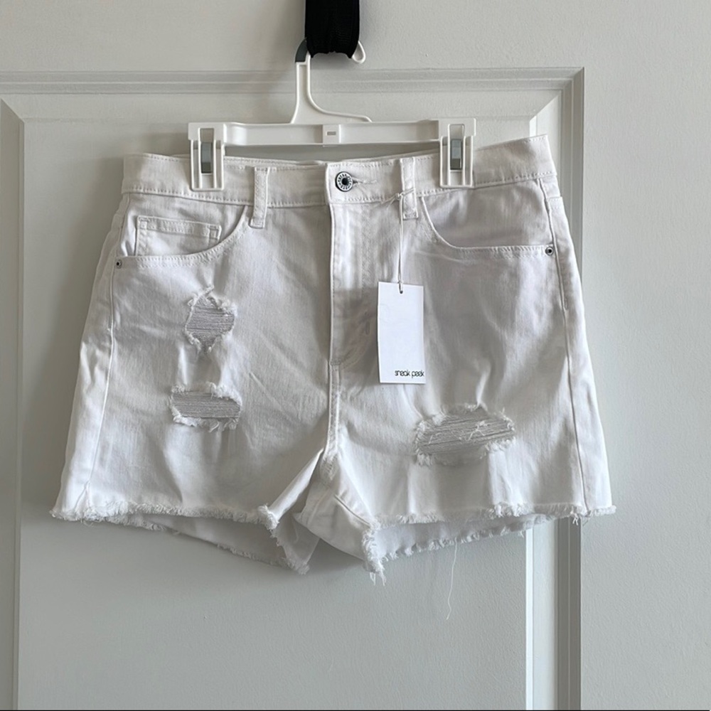 White high waisted jean shorts